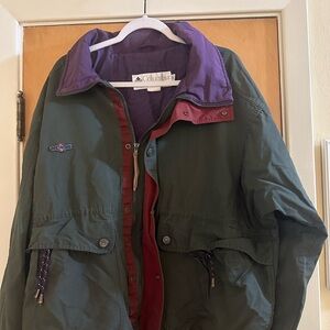 Vintage Columbia Sportswear Jacket Men’s XL Green Purple Red 80s 90s